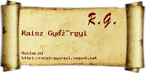 Raisz Györgyi névjegykártya